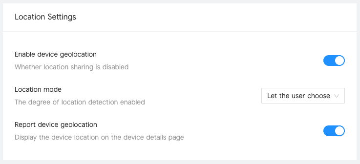 Geolocation settings